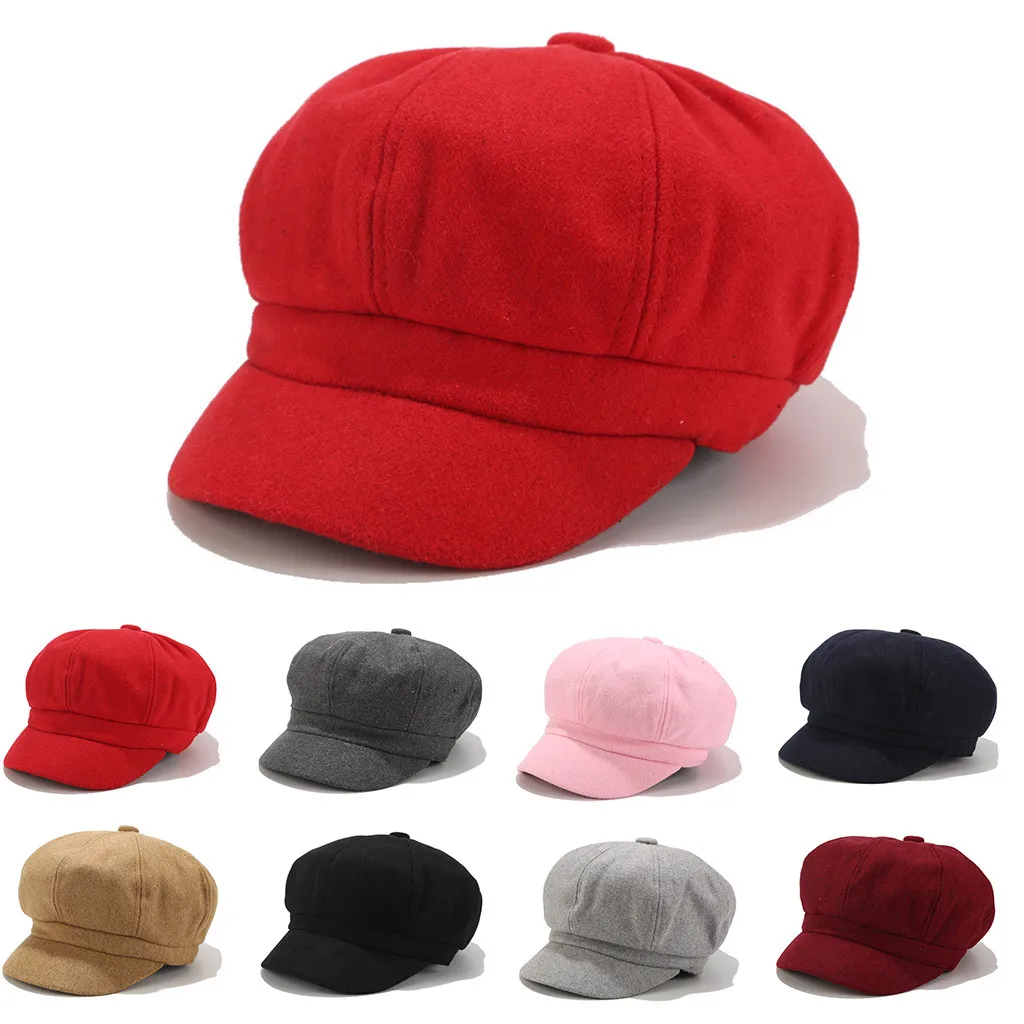 Vintage Women Winter Solid Hat Beret Cap Korean Painter Newsboy Berets Viseras De Mujer Gorra Hombre Sun Visor Caps Gorra Hombre