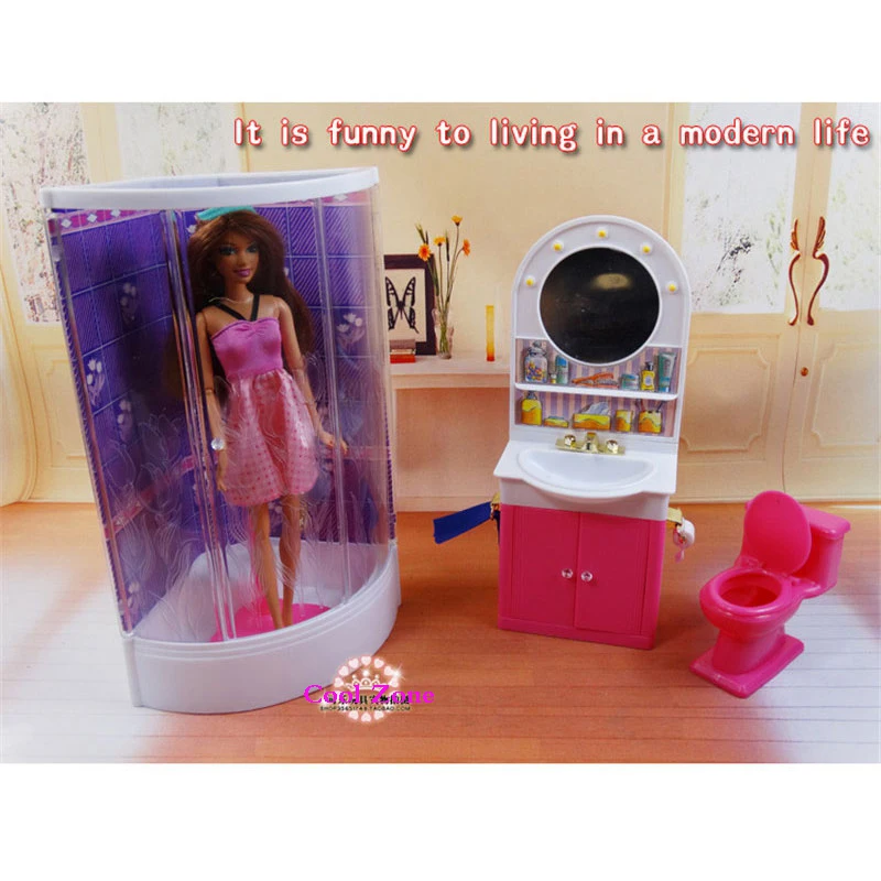 أثاث مصغر Washroom هل الحمام ل دمية باربي منزل أفضل دمى هدايا لفتاة عيد الميلاد/هدية عيد ميلاد الأطفال اللعب مجموعة