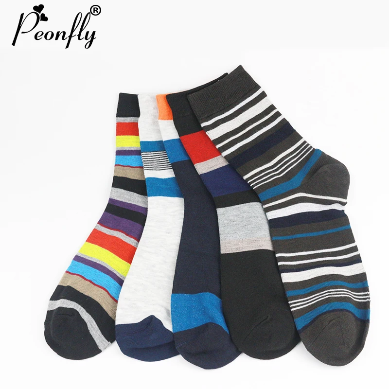 5pair 12 Type Men's color stripes socks popular men's socks STRIPED