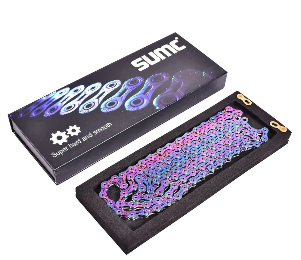 Cheap SUMC 9 10 11 12 speed Bicycle Rainbow Chain Colorful MTB Mountain Road Bike Shifting Chain With Missinglink For Shimano Sram 14
