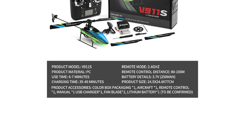 WLtoys V911S RC вертолет 2,4G 4CH 6-Aixs Gyro Flybarless RC вертолет RTF пульт дистанционного управления вертолет с гироскопом ударопрочный