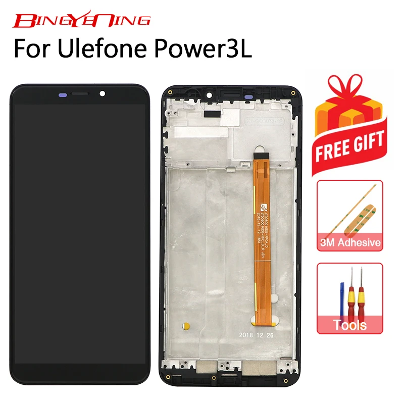 

BingYeNing New Original For Ulefone Power 3L Touch Screen+LCD Display+Frame Assembly Replacement
