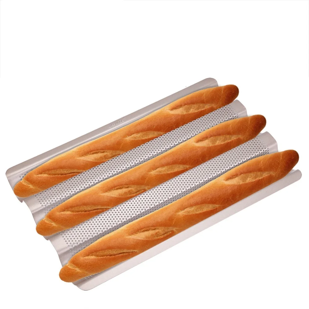 

10/15Inch Food Grade Carbon Steel 3-slot Non Stick French Bread Baking Tray For Baguette Bake Mold Pan Loaf Mould Bake Tool