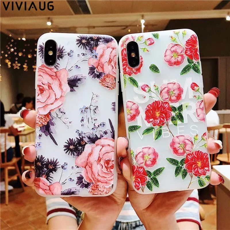 3D цветок выбивает чехол для iPhone 7 6 6s 8 Plus с рисунком силиконовый из мягкого ТПУ х |