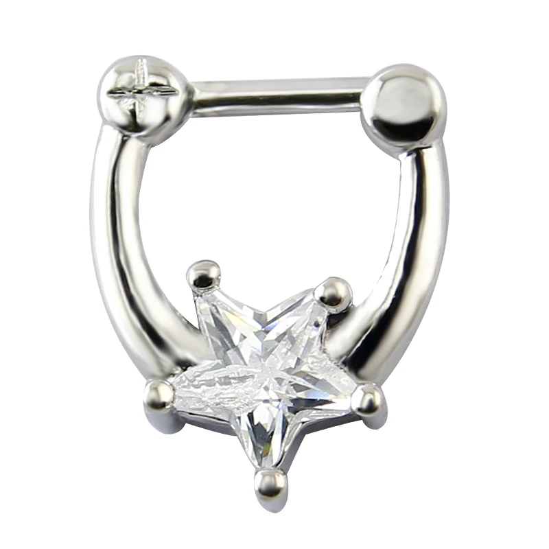 Buy Small Septum Rings Star Shape Zirconia Septum