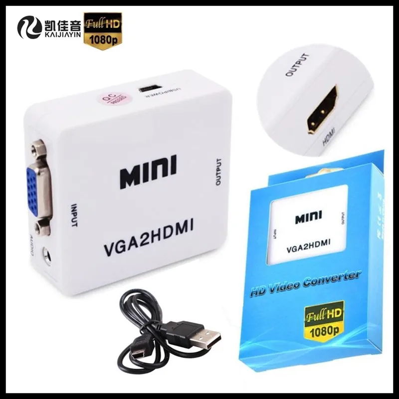 10 p mini HD 1080P VGA A HDMI HD HDTV Video Converter Box Adattatore con Audio per PC Del Computer