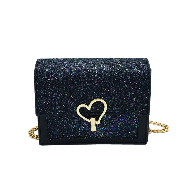 

KYYSLO Foreign Air Sequins Lock Mini Chain Small Square Bag Female Korean Version of Wild Fairy Women Shoulder Messenger Bag