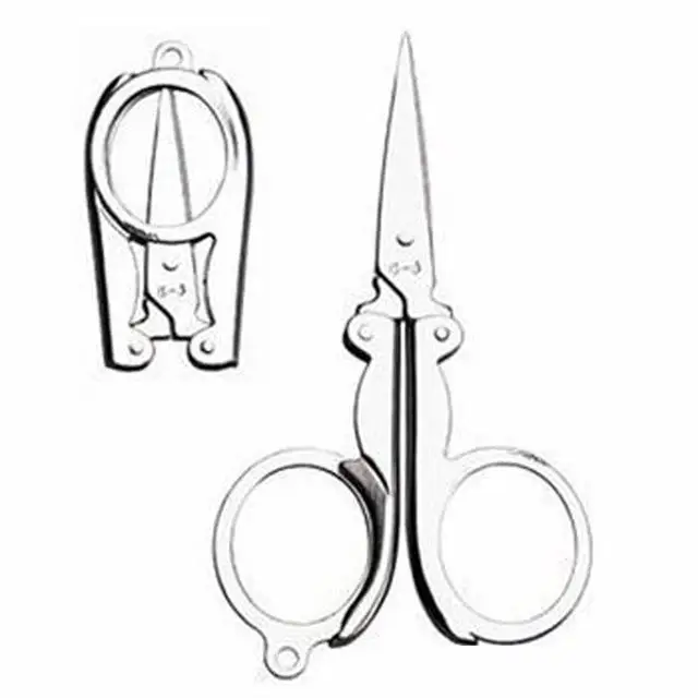 EDC Stainless Steel Folding Scissors Pocket Travel Small Cutter Crafts Sharp Blade Emergency Silver