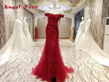 Angel Tree 100% real photos High Quality Red Ball Gown Lace Wedding Dresses Appliques Crystal Bridal Gown Vestido de Noiva