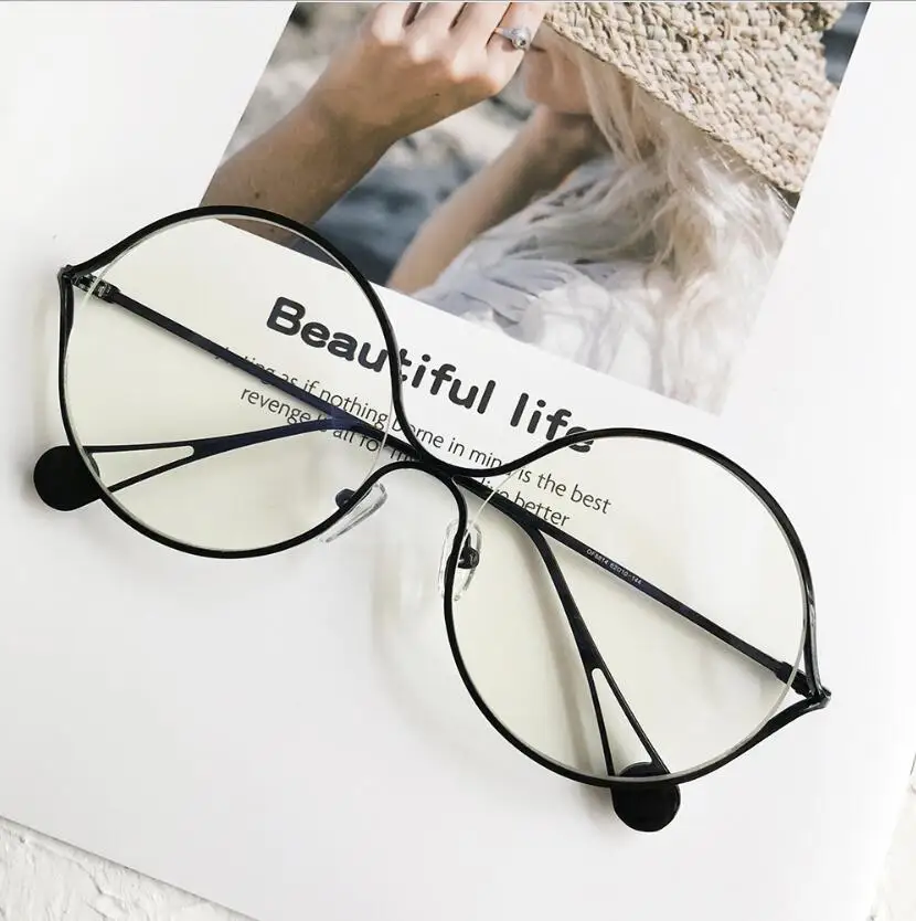 HBK женские роскошные круглые оправы для очков, женские прозрачные круглые перламутровые солнцезащитные очки, великолепные брендовые оптические очки - Цвет оправы: C8 Black.Clear