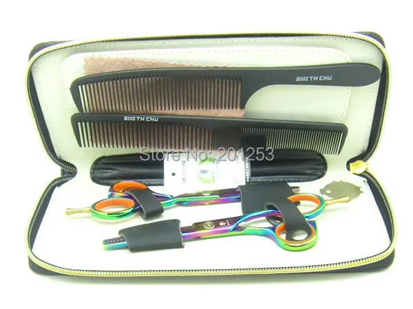 

5.5 Inch Rainbow Colorful Hair Cutting Scissors Thinning Shears Professional Hair Scissors Set Hairdressing Suppliers LZS0093