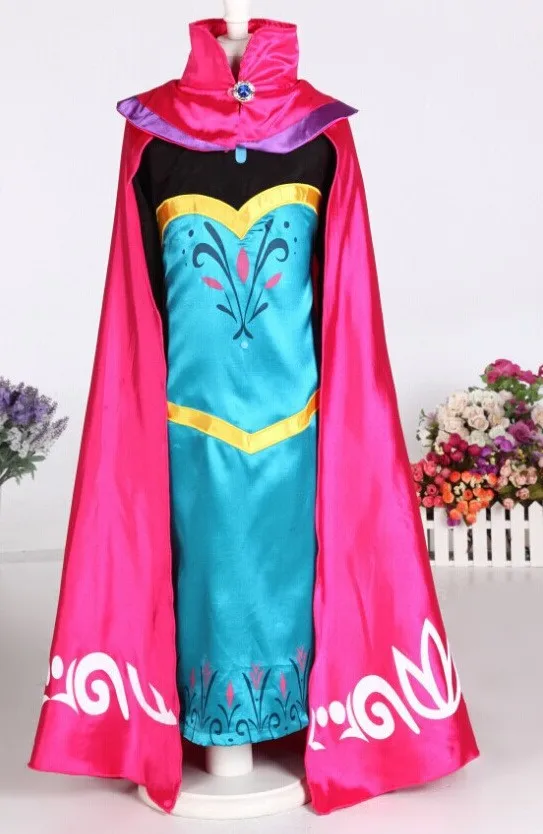 E-babe/, новинка года, Лидер продаж, весенне-осеннее платье для девочек, костюм принцессы Анны, праздничное платье+ накидка