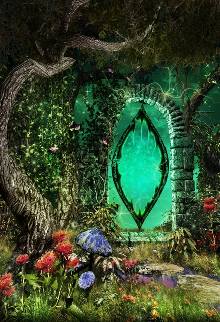Laeacco Fairytale Garden Old Tree Arch Flowers Baby Photography Laeacco Fairytale Garden Old Tree Arch Flowers Baby Photography Backgrounds For Photo Studio Vinyl Custom