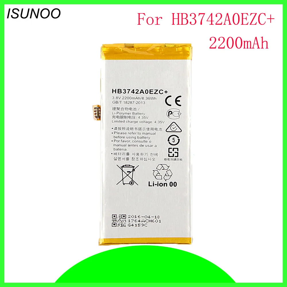 ISUNOO HB3742A0EZC+ battery replacement for HuaWei P8 Lite ALE-L02 phone batteries 2200mAh | Мобильные телефоны и
