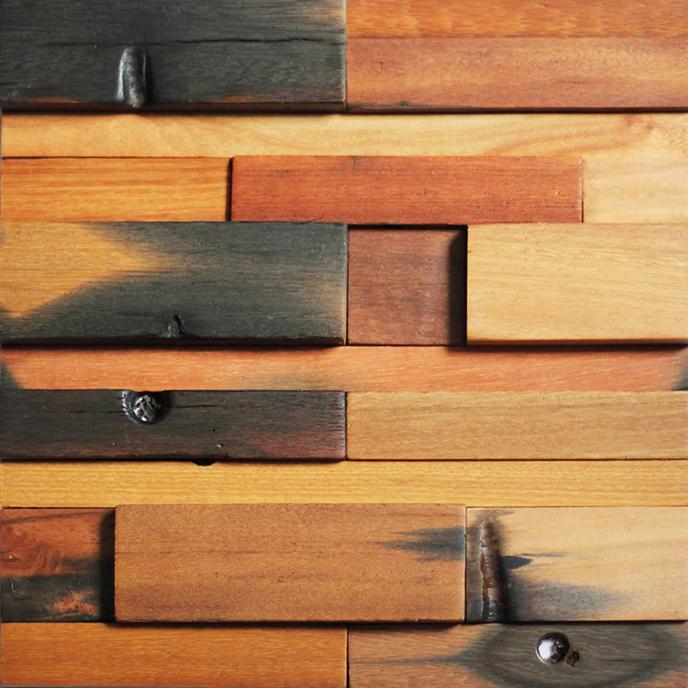 

Reclaimed Wood Wall Tile Ancient Boat Wood Panels, Set of 11 SMT-A15001