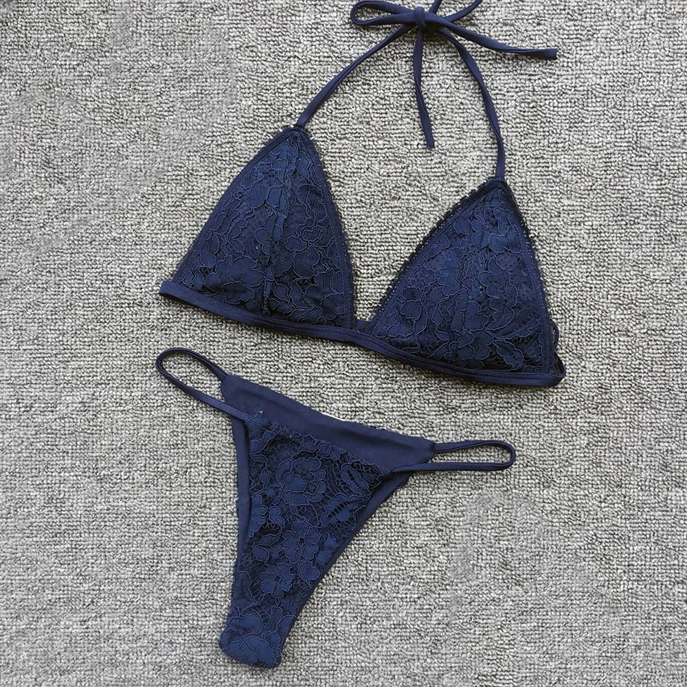 Lace Bikini Set Push Up Bikini 2019 Thong Swimsuit Sexy Halter Bandage Bathing Suit Women Summer Swimwear Padded Swimming Suit Lace Bikini Set Push Up Bikini 2019 Thong Swimsuit Sexy Halter Bandage Bathing Suit Women Summer Swimwear Padded Swimming Suit