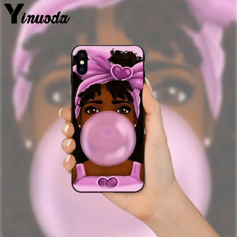 Yinuoda MELANIN POPPIN Black Girl capas Роскошный Уникальный Дизайн чехол для телефона Apple iPhone 8 7 6S