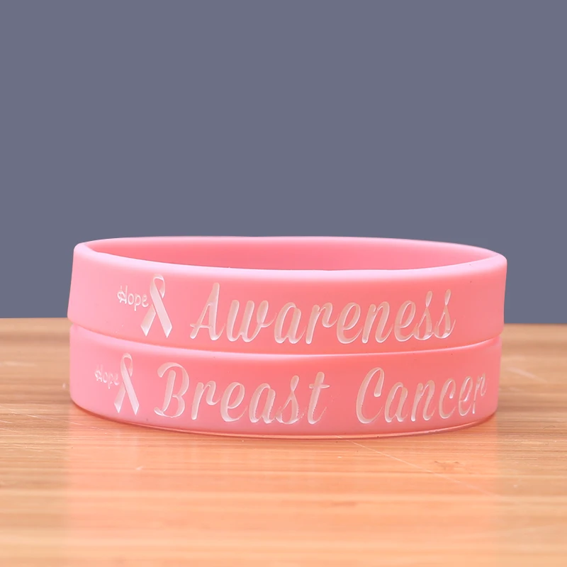 Wholesale 50pcs/lor Pink Breast Cancer Silicone Bracelets Silicone