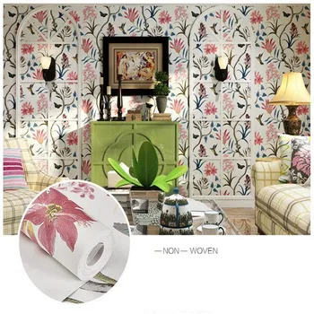 

Colomac 3D vintage non-woven printed flower living room hotel wallpaper roll PVC home waterproof bedroom decor wall paper