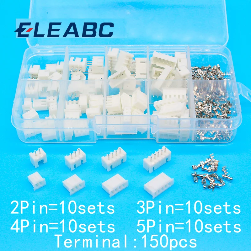 

40 sets Kit in box 2p 3p 4p 5 pin 2.54mm Pitch Terminal / Housing / Pin Header Connector Wire Connectors Adaptor XH Kits