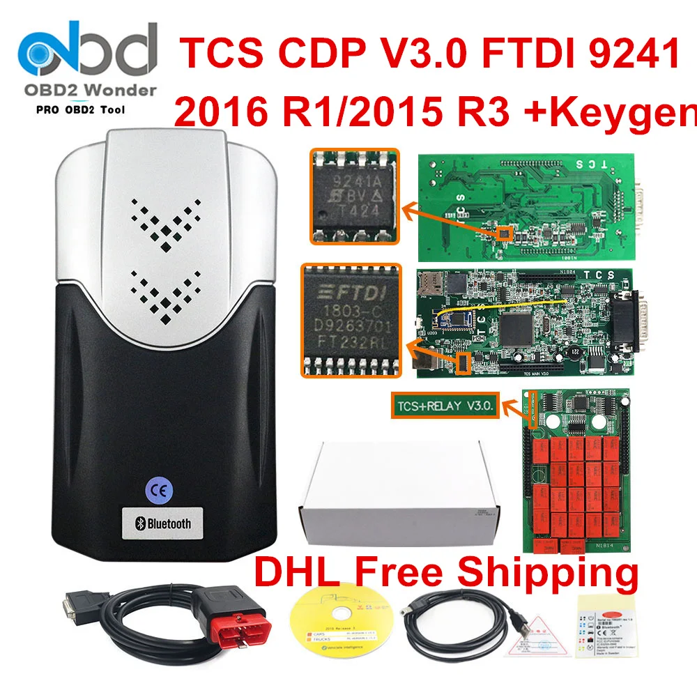 TCS CDP DHL Бесплатная TCS CDP Pro Plus 2016 Профессиональный мультидиагностический Bluetooth автомобиля диагностический сканер для грузовиков зеленый