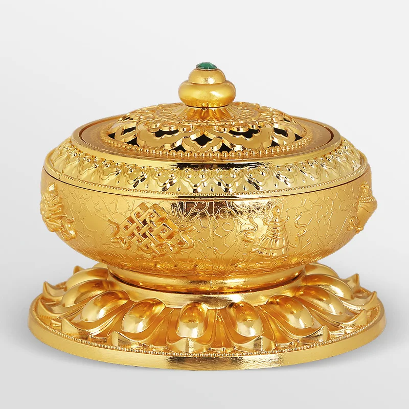 

New Arrival Copper Lotus Incense Burner Alloy Mini Tibetan Incense Burner Sandalwood Censer Home Decor G $
