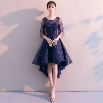 

Navy Blue Oriental Style Banquet Dresses Chinese Vintage Traditional Wedding Cheongsam Elegant Evening Party Gowns Size XS-XXL