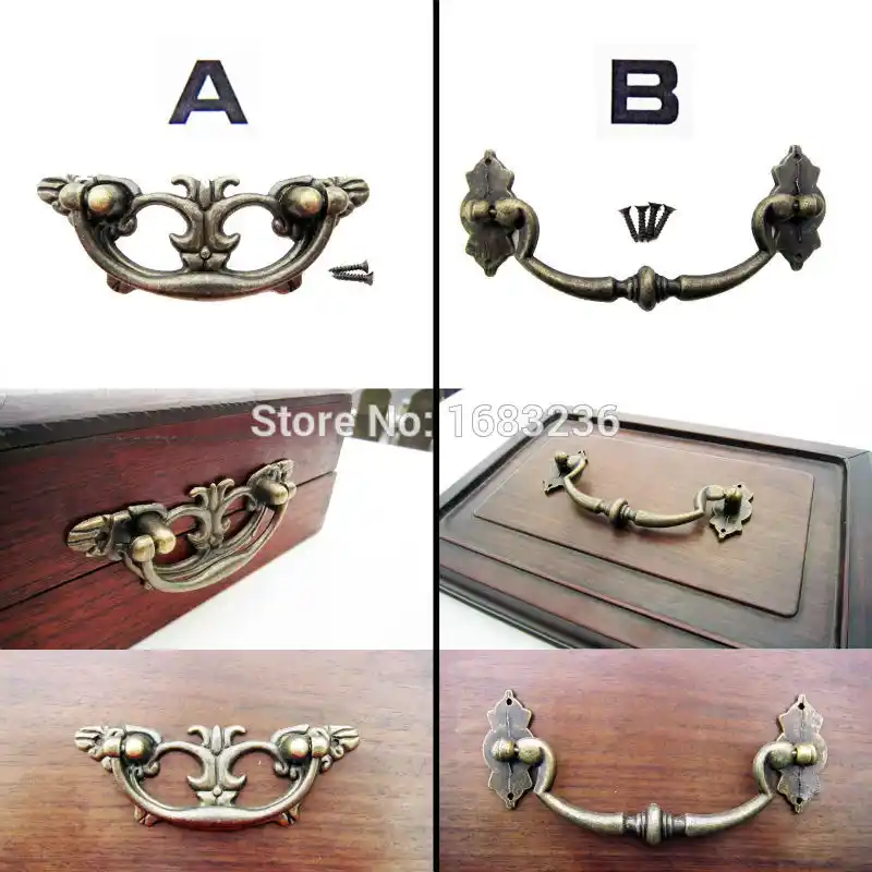 2X Antique Brass Vintage Solid Furniture Handle Dresser Cabinet Drawer Pull Knob