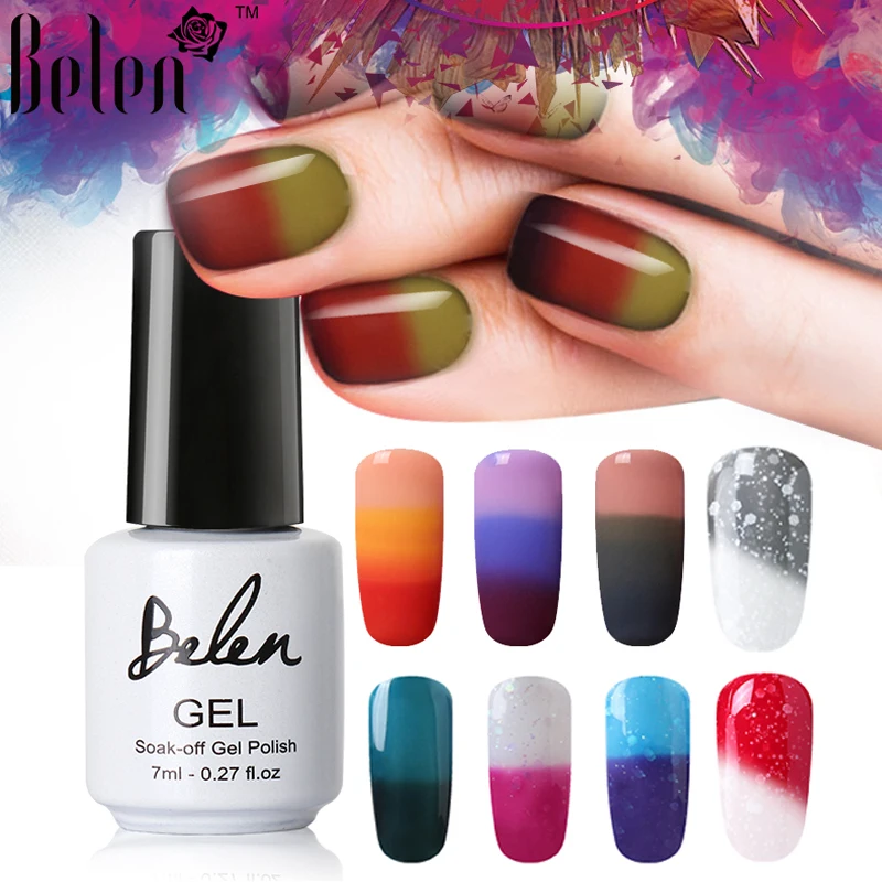 

Belen 3 Color 2 Color Thermal Nail Gel Polish 7ml Temperature Color Changing Soak Off UV Gel Lacquer Manicure Lucky Varnish