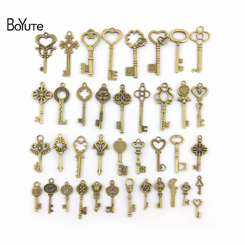 BoYuTe Mix 40 Styles Diy Vintage Jewelry Accessories Factory Wholesale Metal Alloy Key Pendant Charms (3)