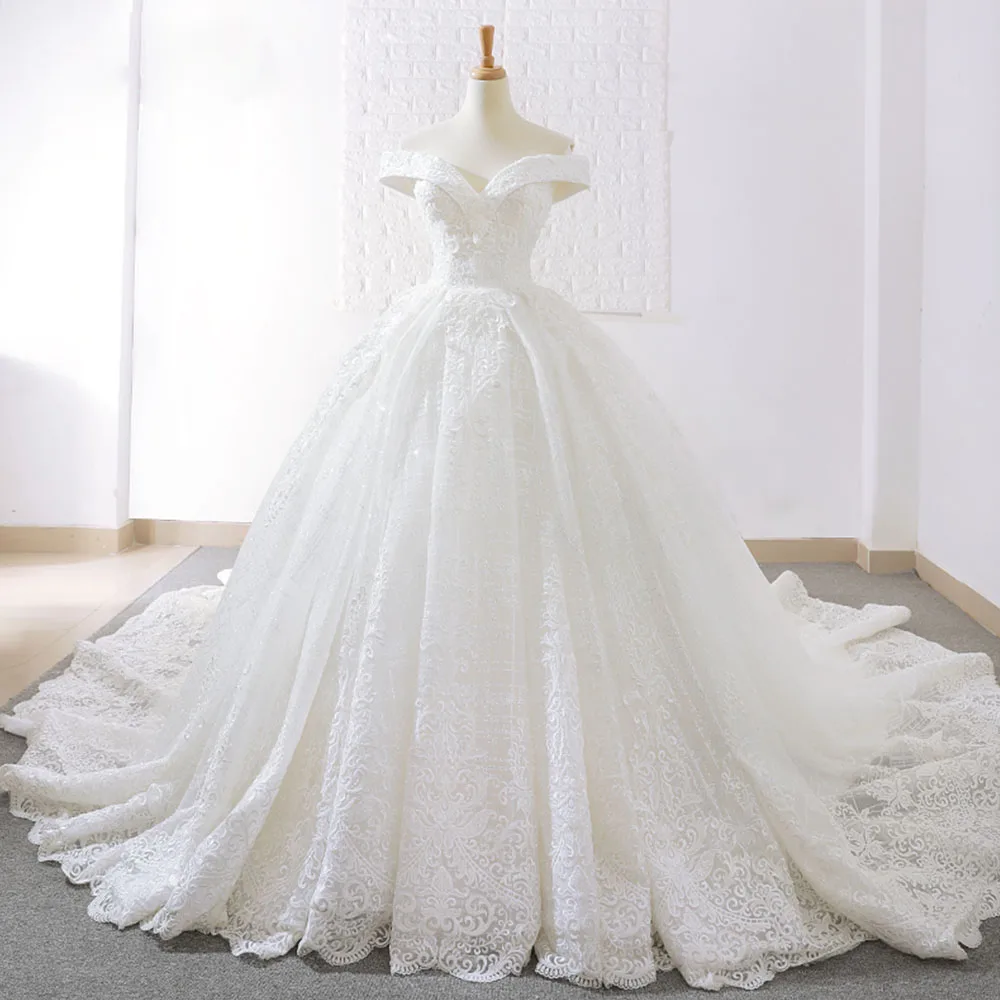 Robe De mariée Princesse De Luxe 2019 новое специальное бальное платье принцессы на шнуровке с короткими рукавами и бусинами, свадебные платья, Турция