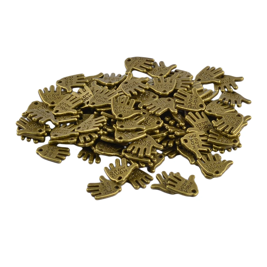 50 Pieces Hand Made Label Hand Finger Shaped Charms Pendant DIY Jewelry Findings 