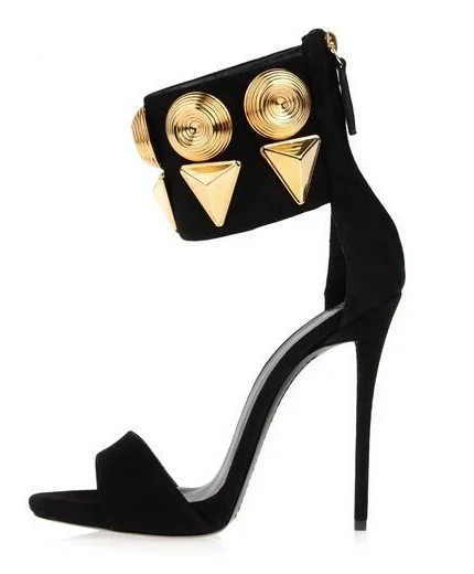 Fashion Summer Spring Dress Elegant Women Shoes Thin Super High Heels Solid Black Zipper Open Toe Women Sandals Free Ship Women's Shoes