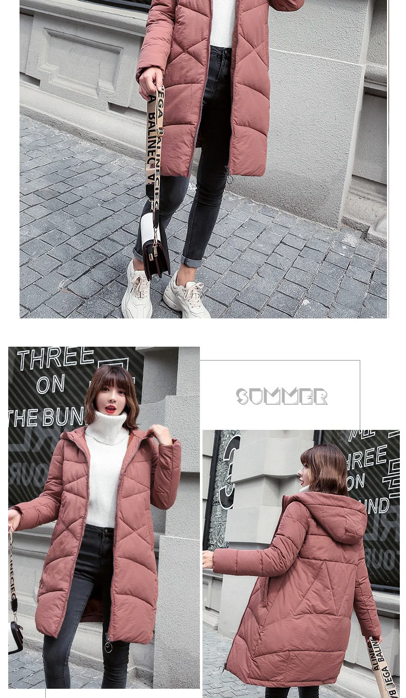 Winter Jacket Women Long Solid Coats Hooded Jackets Cotton Padded Coat Women Zipper Winter Coat Long 2018 Thick Warm Clothing CH612 (13)