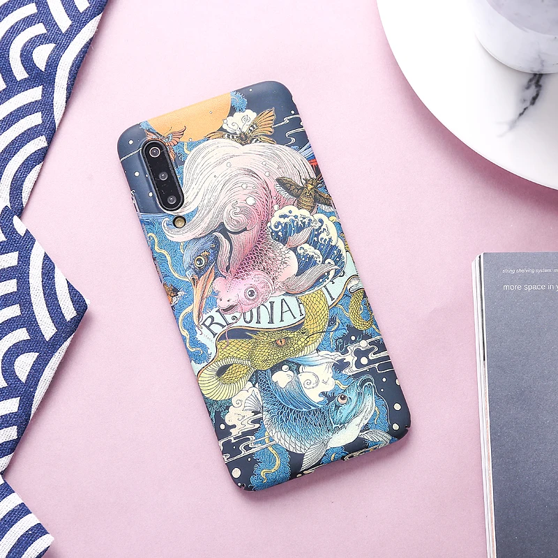 Японский жесткий чехол ukiyo-e Edo period Koi fish для XIAOMI MI9 MI9SE MI8 MI8SE MI8LITE MIX3 MIX2S |