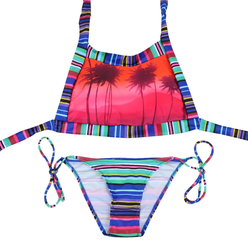 2017 bikini set women swimsuit swimwear biquini palm tree extreme