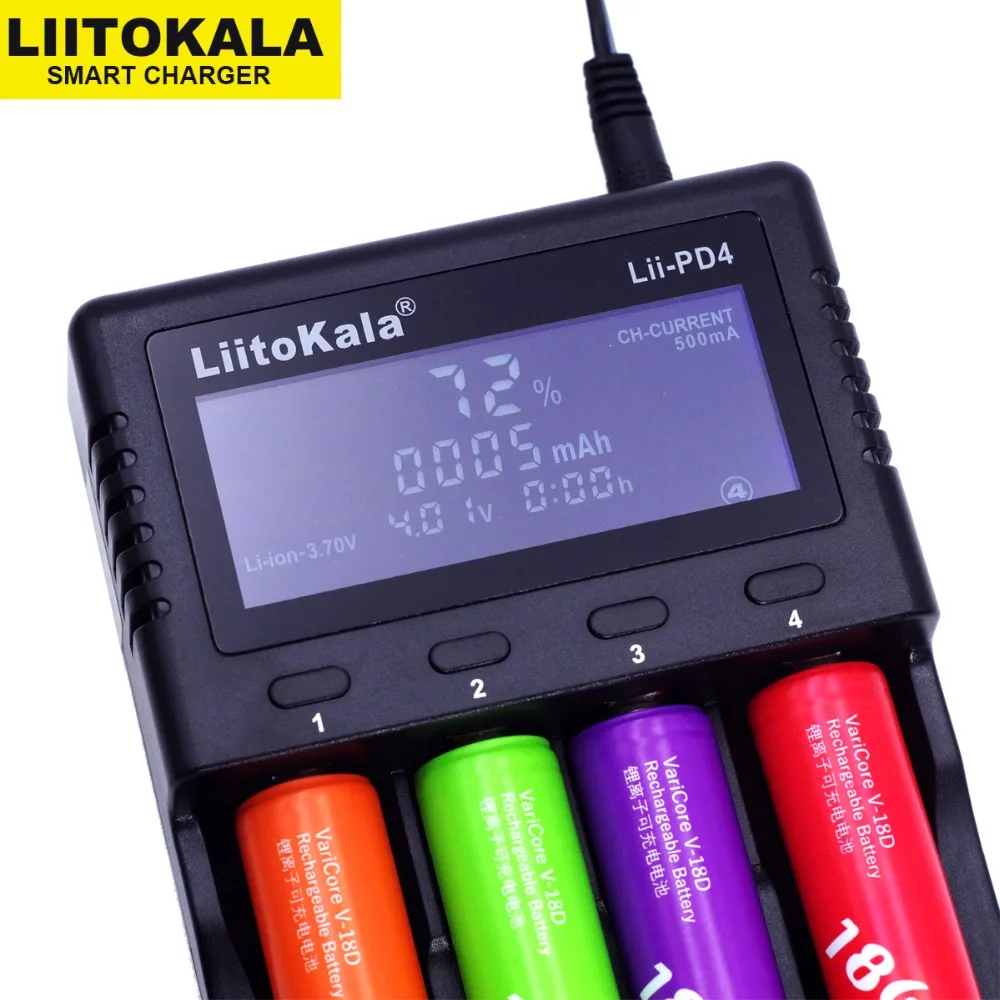 Liitkala Lii-PD4 ii-500 S1 ЖК-дисплей 3,7 v 18650 18350 18500 16340 17500 25500 10440 14500 26650 1,2 v AA зарядное устройство для никель-металл-гидридных и литиевых-батарея ladeger