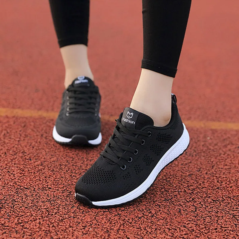 

Womens Sneakers 39 Soft Light Comfotrable Breathable Mesh Running Shoes Woman Lifestyle Lace up black Sport Shoes women female