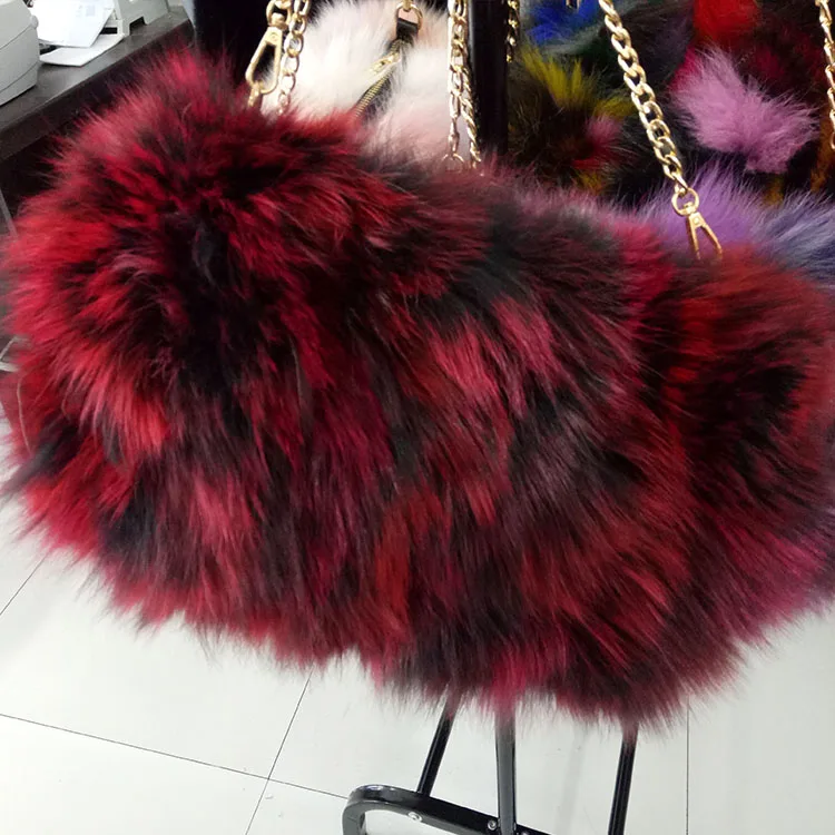 Новая Корейская версия меха лисы перчатки сумка женская косая поперечная шерсть Рука теплый волос барабан сумка на плечо натуральная шерсть ch