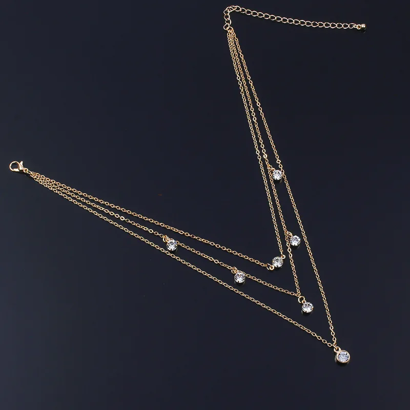 

Fashion Multilayer Crystal Statement Necklace Pendant Clavicle Choker Chain Necklaces for Women
