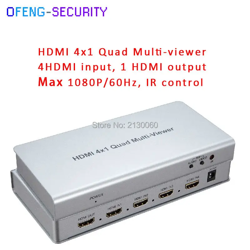 HDMI 4*1 Quad multi-просмотра, 4 HDMI вход, 1 HDMI вход max 1080 P с ИК-управлением для 12 V/2A питания