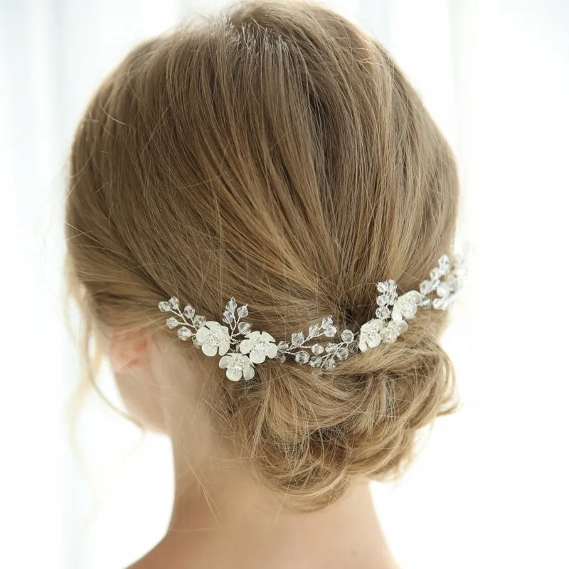 

Dower me Silver Crystal Wedding Hair Pins Set Flower Bridal Hair Accessories Fashion Women Headpiece Jewelry