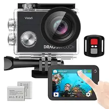 Экшн-камера Dragon Touch Vista 5 4K с сенсорным экраном 16 МП WiFi 30 м Водонепроницаемая камера 170 ° широкоугольный 2 батареи и крепления
