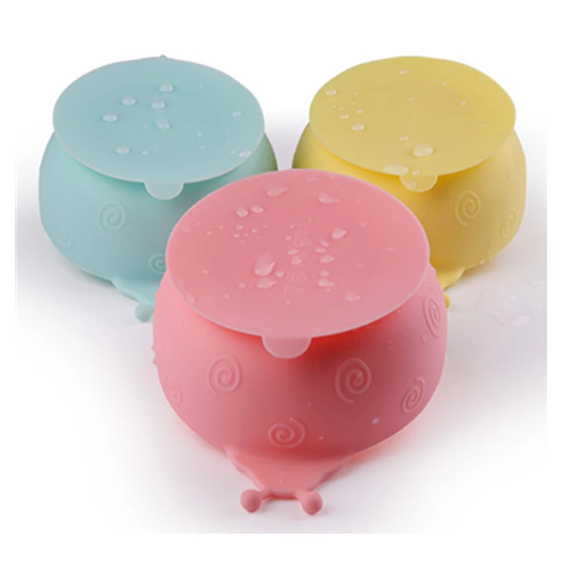 Baby Bowl With Suction Cup 100% Silicone Children Tableware Snail baby Feeding Dishes Kids plate Non Fragile Training bowl