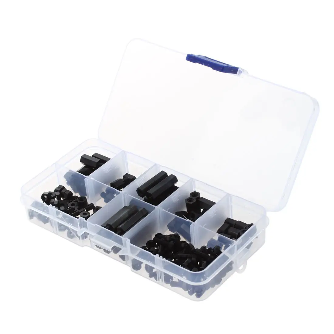 

160 pcs M3 Nylon Black M-F Hex Spacers Screw Nut Assortment Kit Stand-off Set