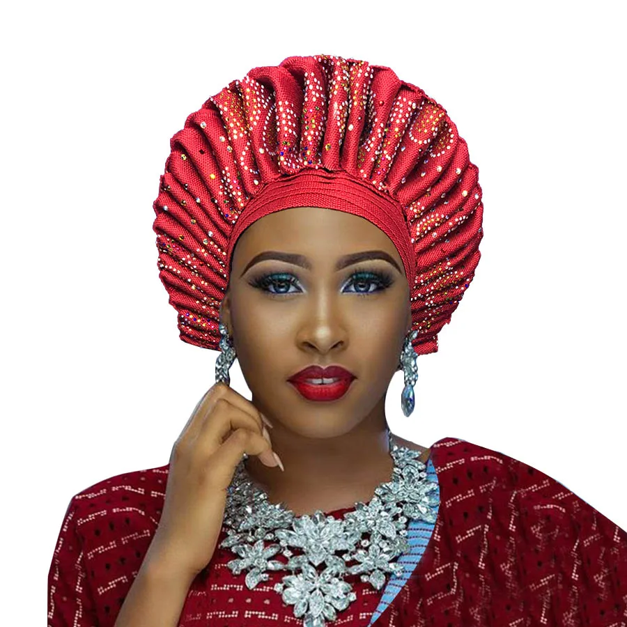 Африканский головной убор aso ebi gele для женщин aso oke головной убор gele с камнем во многих цветах