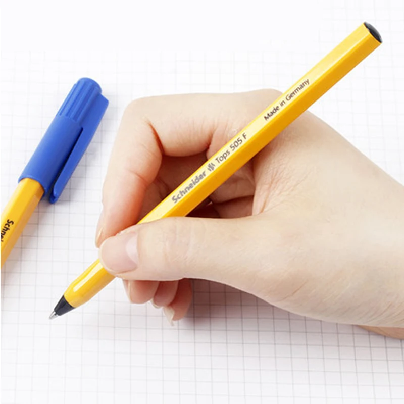 シュナイダートップス-505fボールペン,六角形,滑らかなアトム,黄色の極