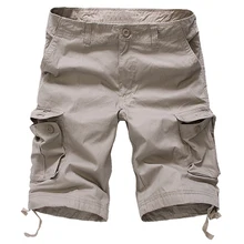 Летние мужские мешковатые военные шорты-карго с несколькими карманами, популярные бриджи, мужские комбинезоны до колен, армейский зеленый хаки, мужские тактические шорты