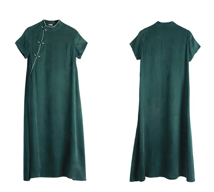 LZJN 2019 Summer New Women Copper Ammonia Slik Split Dress Ladies Casual Loose solid Maxi Dresses Slim Soft Touch Zen Dresses (16)