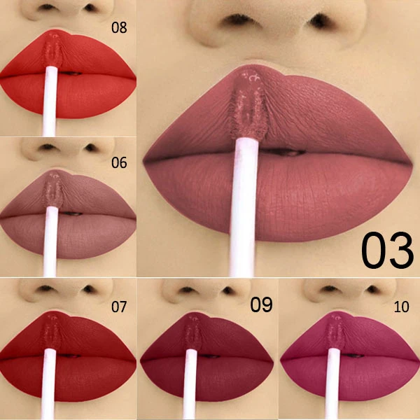 

Matte Threaded Tube Lip Gloss Matte Lipstick Waterproof Long-Lasting Gold Tube Bronze Lip Kit Glitter Cosmetic Makeup